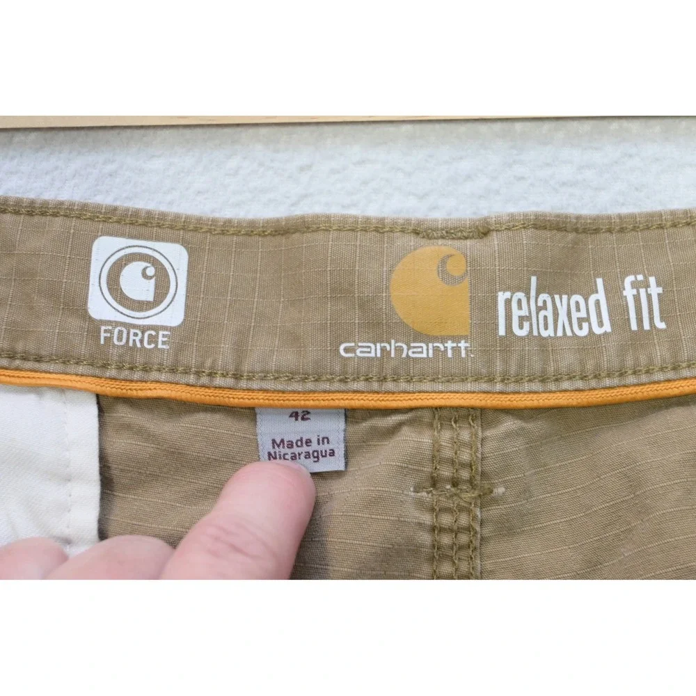 Carhartt Cargo Shorts Mens 42 Tan Force Relaxed Fit Ripstop Workwear Excellent